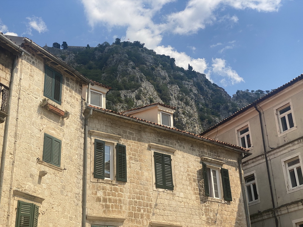 Facades of houses at the southeast side of the Flour Square and the Fortress of St. John