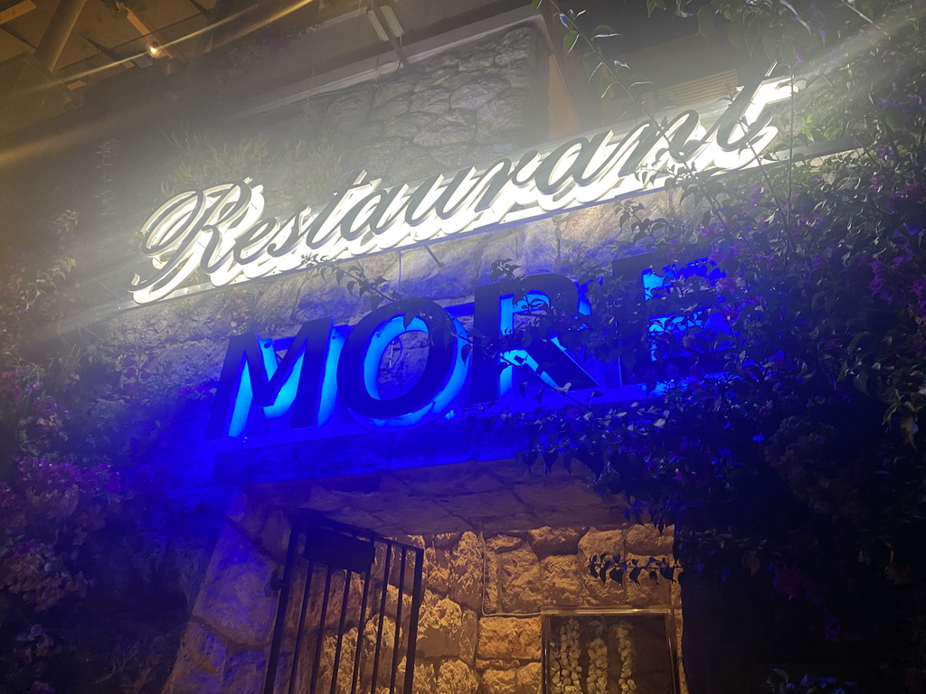 Front of Restaurant More at the etalite Nika i Meda Pucica street, by night