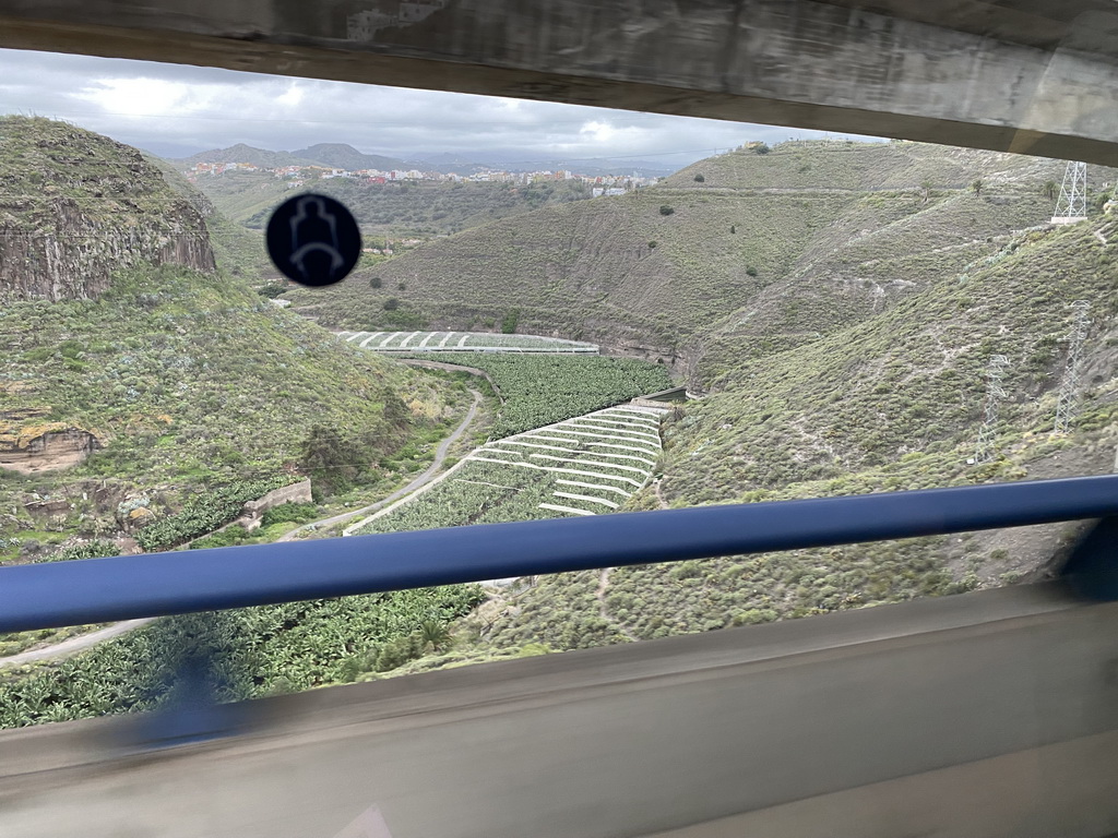 The Barranco de Guiniguada ravine, viewed from the tour bus on the GC-3 road