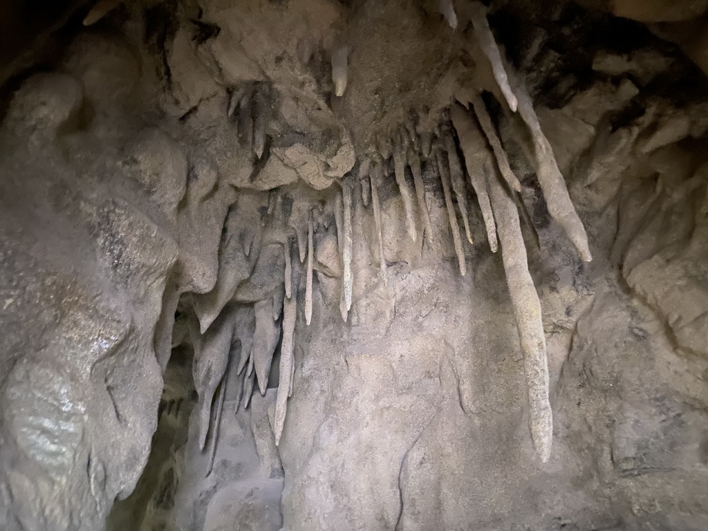 Stalactites at the Mysterious Cave area at the lower floor of the Jungle Area at the Poema del Mar Aquarium