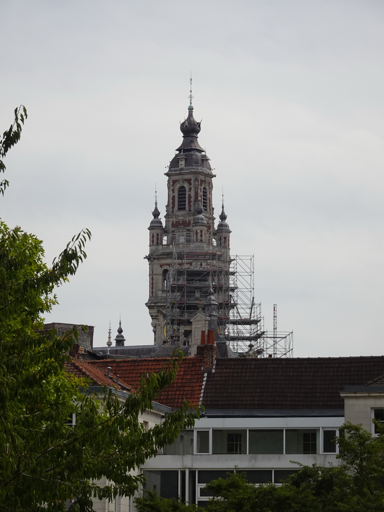 The tower of the Chambre de Commerce de Lille building, viewed from the Place Gilleson square