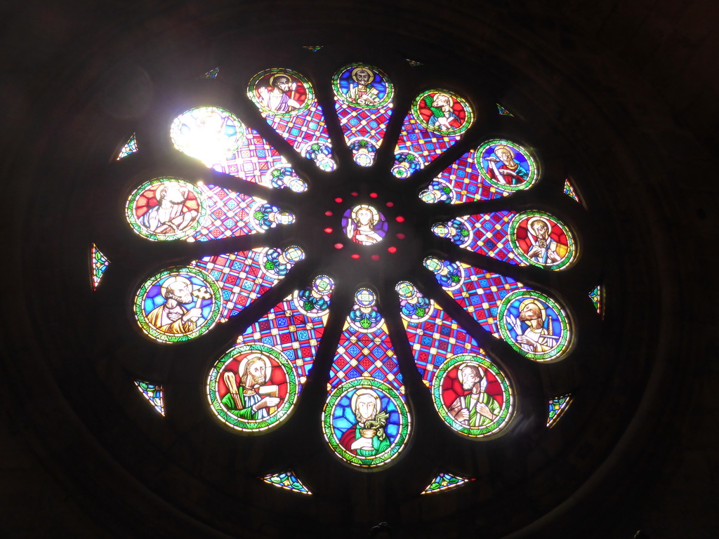 Rose window at the Lisbon Cathedral, viewed from the upper floor