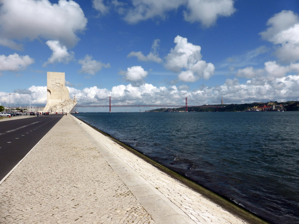 The Padrão dos Descobrimentos monument, the Ponte 25 de Abril bridge over the Rio Tejo river and the Cristo Rei statue