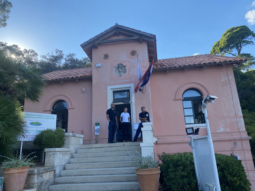 Front of the office building at Lokrum Harbour, viewed from the ferry from Dubrovnik Harbour