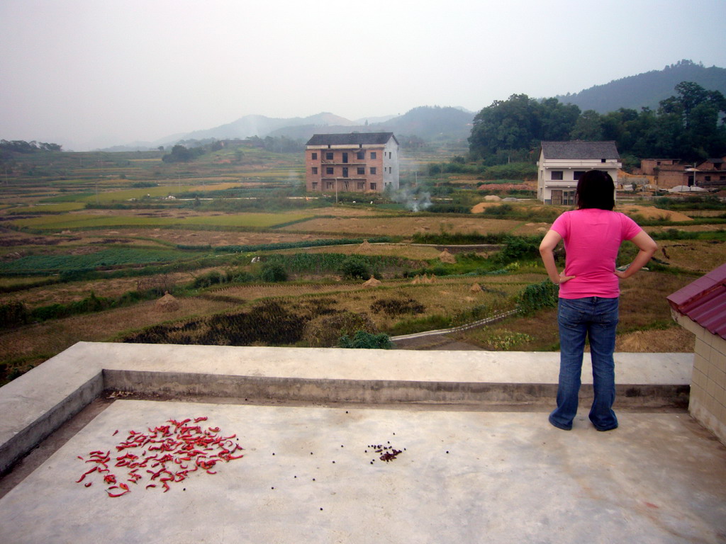 Miaomiao on the roof of her grandparents` house