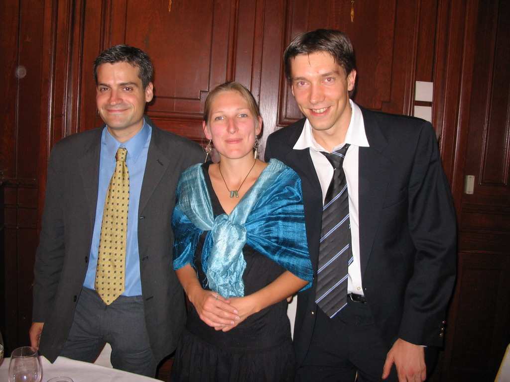 Tim and his friends at the gala dinner of the ECCB 2005 conference at the Casino de Madrid building