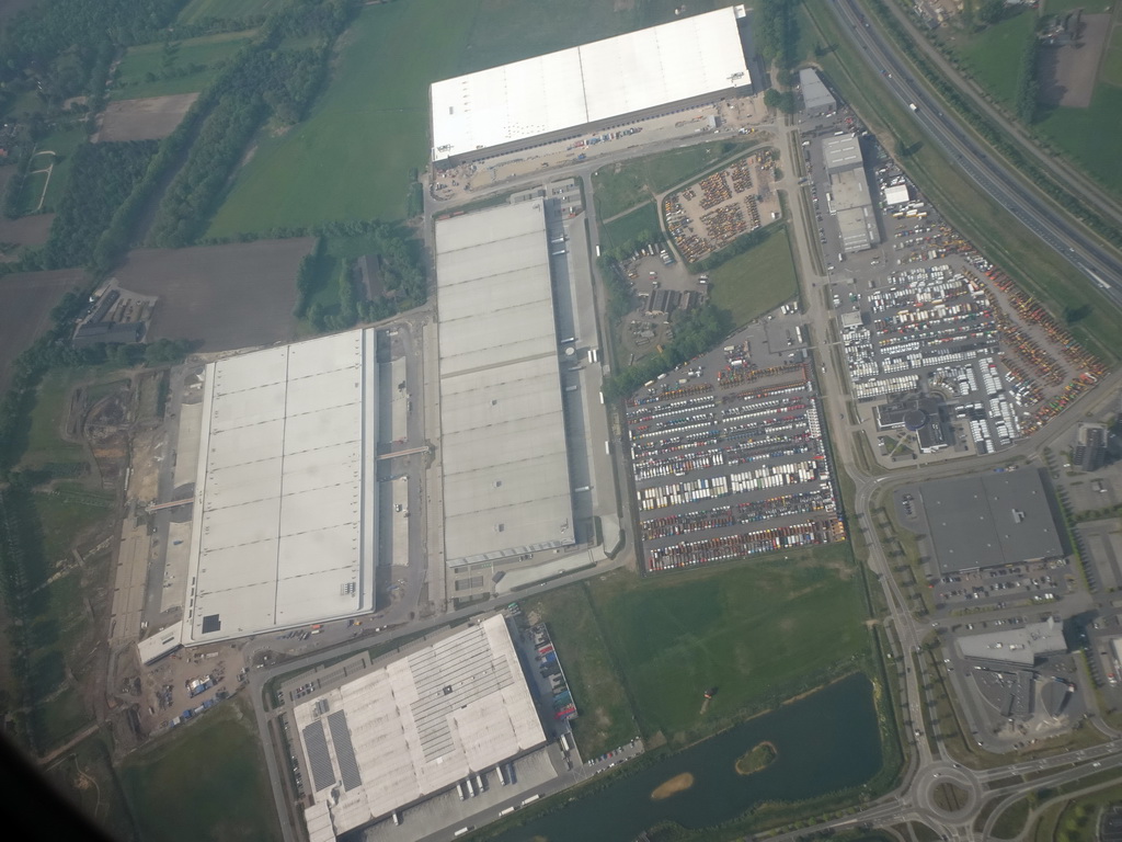 Buildings at the De Kempkens neighbourhood of the town of Veghel, viewed from the airplane to Eindhoven