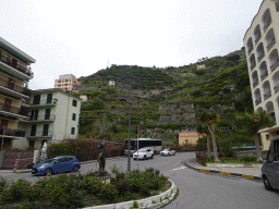 Buildings at the east side of town, viewed from the parking lot of the Hotel Sole Splendid