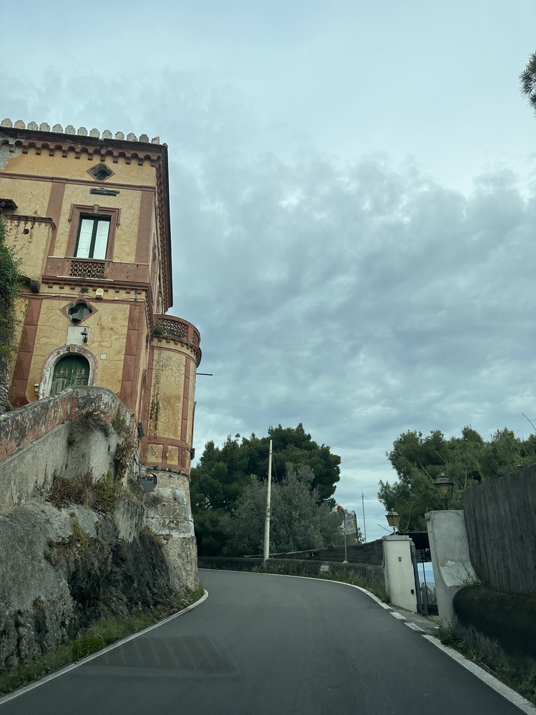 Building on the east side of town, viewed from the rental car on the Amalfi Drive