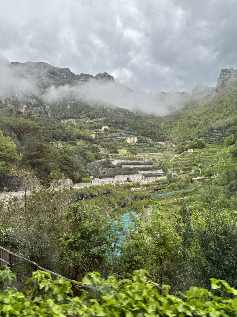 Hills on the east side of town, viewed from the rental car on the Amalfi Drive