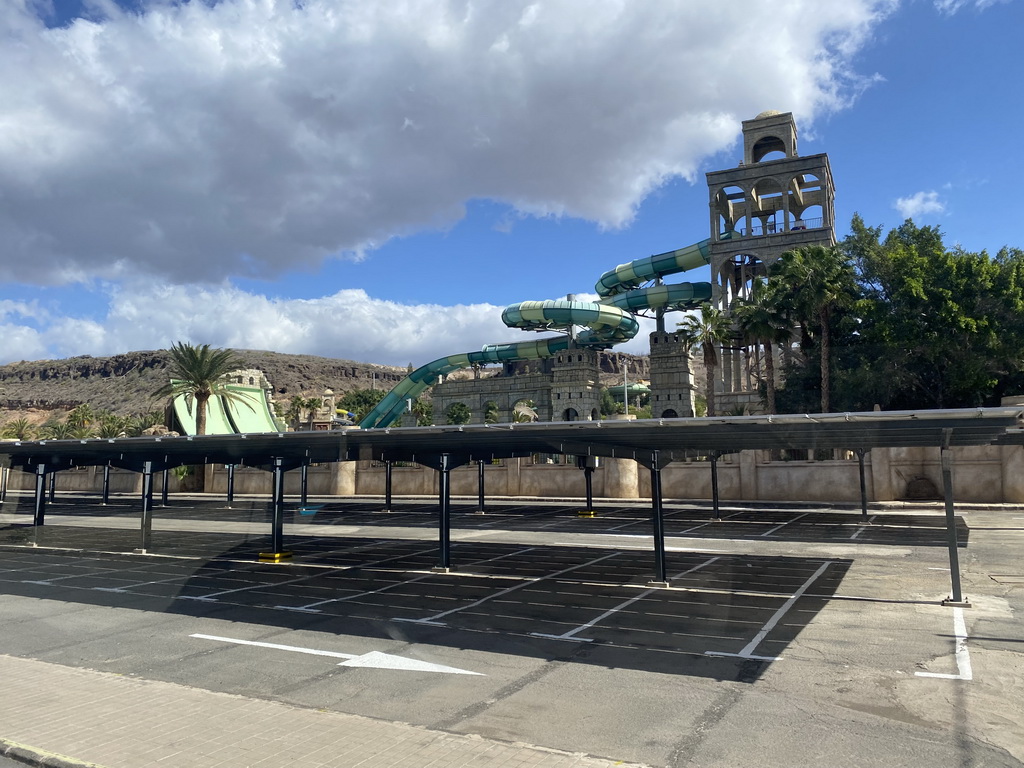 The Aqualand Maspalomas water park, viewed from the bus to the Palmitos Park on the GC-503 road