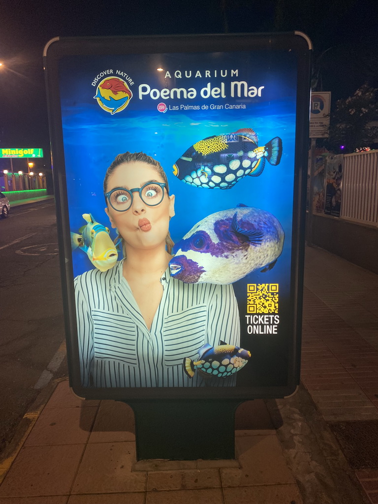 Commercial poster at the Avenida de Tenerife street, by night