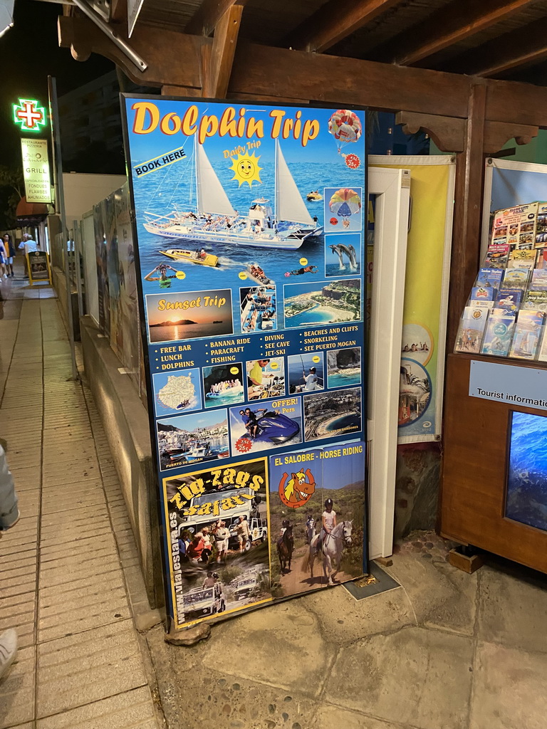 Commercial poster for our Sagitarius Cat boat tour at the Avenida de Tenerife street, by night