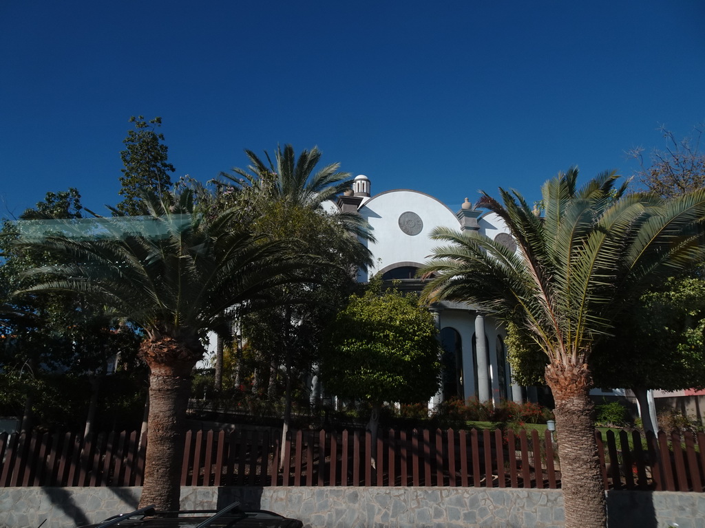 The Lopesan Villa del Conde Resort at the Calle Mar Mediterráneo street, viewed from the tour bus to Puerto Rico