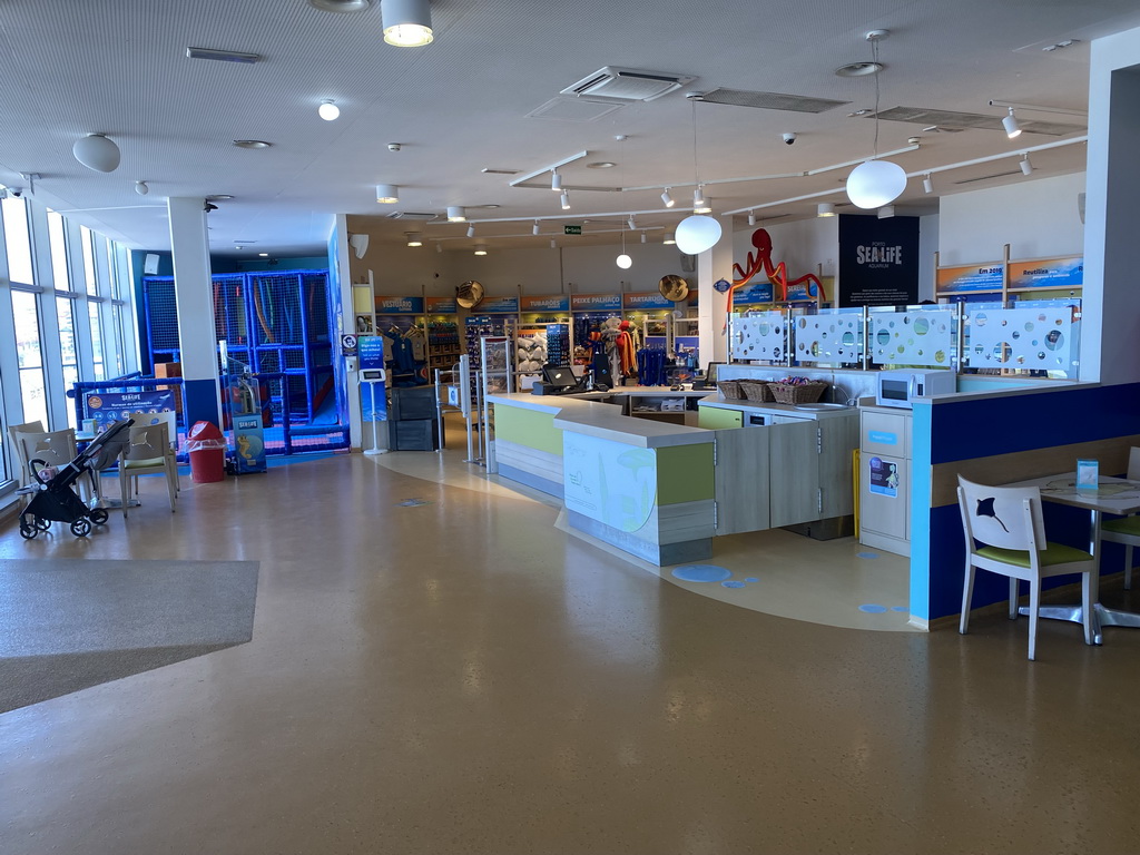 Interior of the souvenir shop of the Sea Life Porto