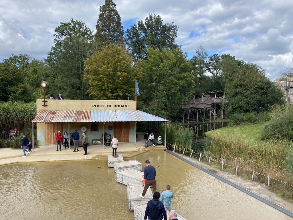 Customs office at the Africa section of ZOO Planckendael, viewed from the first floor of the boat