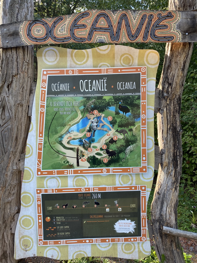 Map and information on the Oceania section of ZOO Planckendael