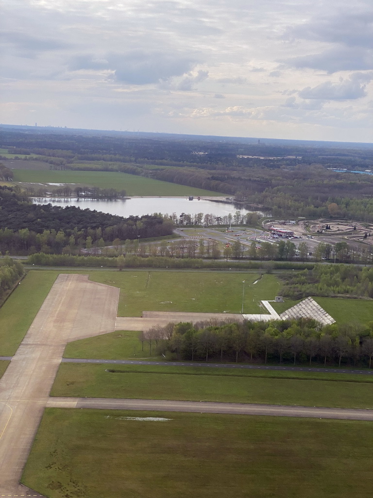 Kart circuit `The Landsard` at the Landsardseweg road at Eindhoven, viewed from the airplane from Eindhoven