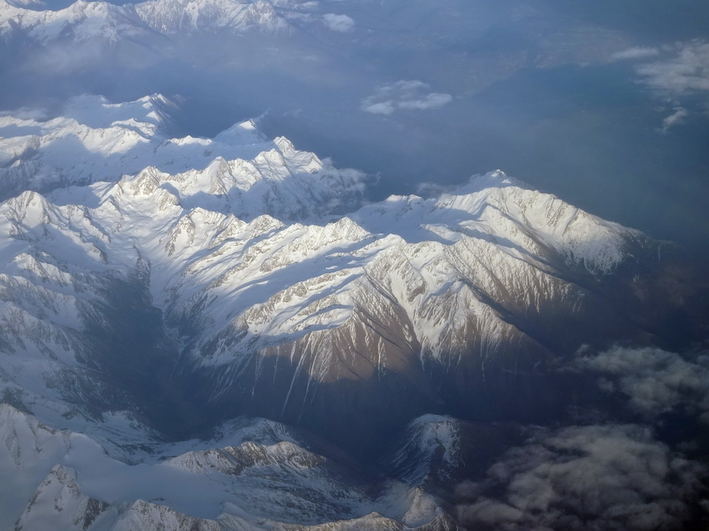 The Alps mountains, viewed from the airplane from Eindhoven