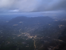 Mountains at the north side of the city, viewed from the airplane from Eindhoven, at sunset