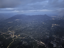 Mountains at the north side of the city, viewed from the airplane from Eindhoven, at sunset