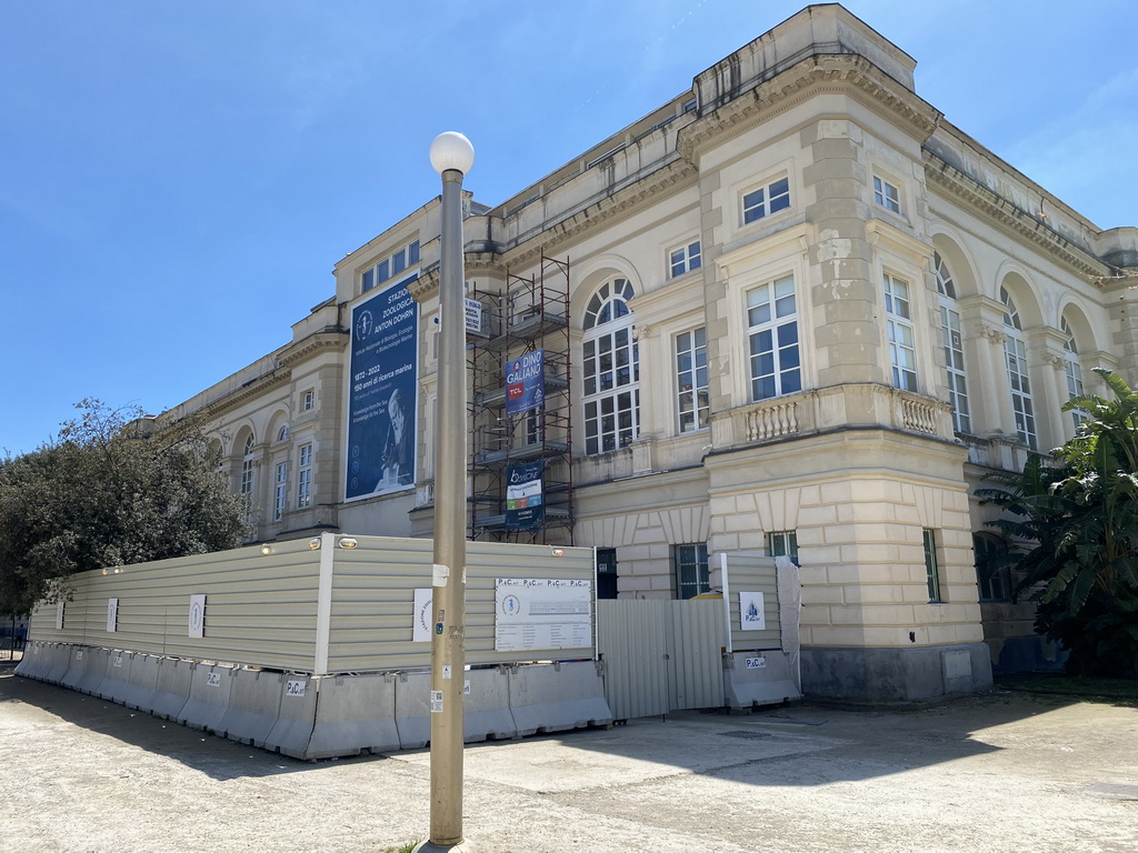 The northwest side of the Acquario di Napoli aquarium at the Villa Comunale park