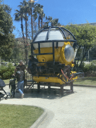 Submarine in the garden of the Museo Darwin Dohrn museum, viewed from inside