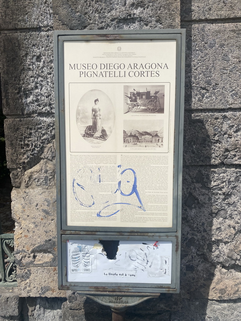 Information on the Museo Pignatelli museum at the Riviera di Chiaia street