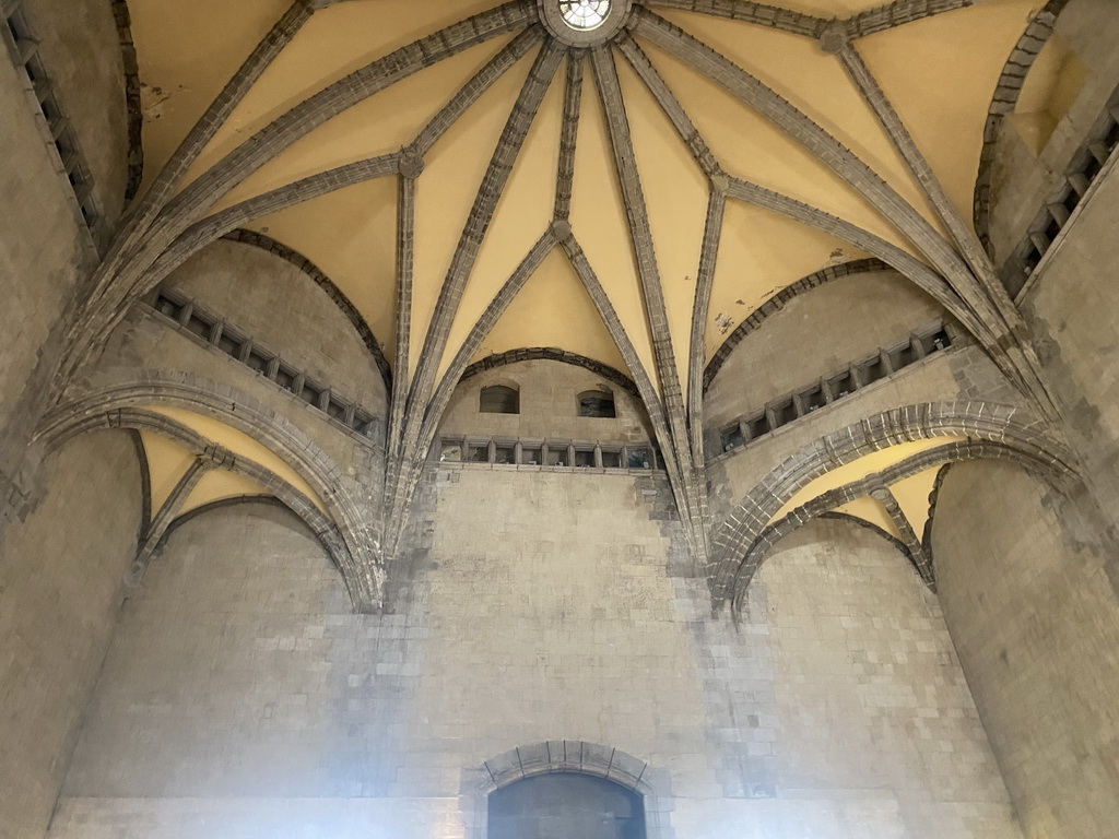 Ceiling of the Baron`s Hall at the Castel Nuovo castle