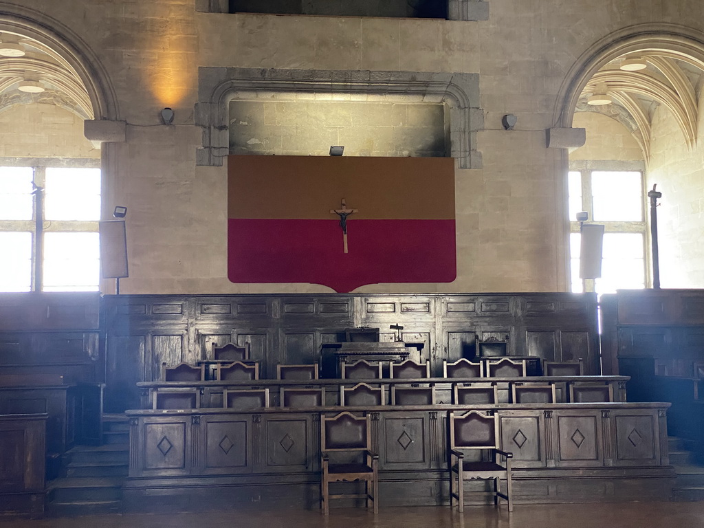 Chairs at the east side of the Baron`s Hall at the Castel Nuovo castle