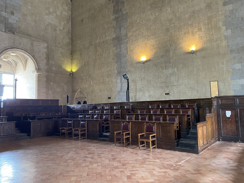 Chairs at the south side of the Baron`s Hall at the Castel Nuovo castle