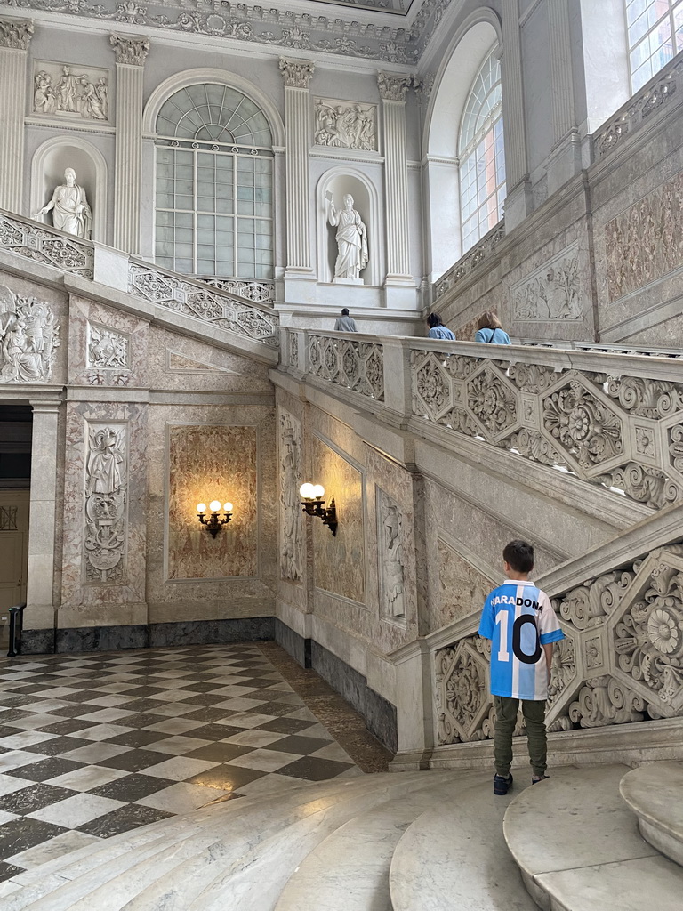 Max at the main staircase at the Royal Palace of Naples