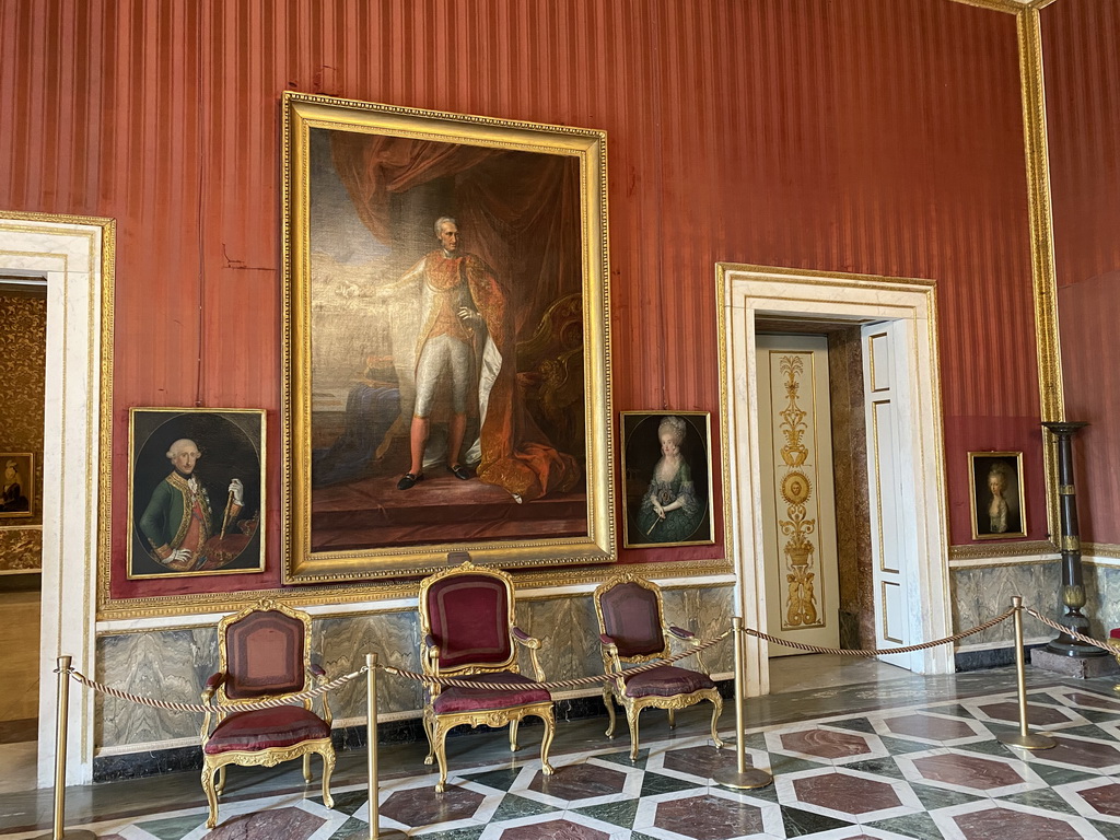 Paintings and chairs at the Throne Room at the Royal Palace of Naples