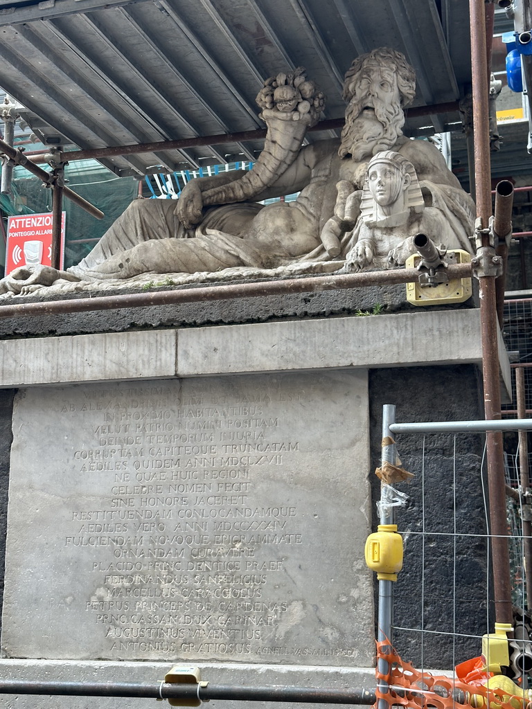 Front of the Statue of the Nile at the Piazzetta Nilo square