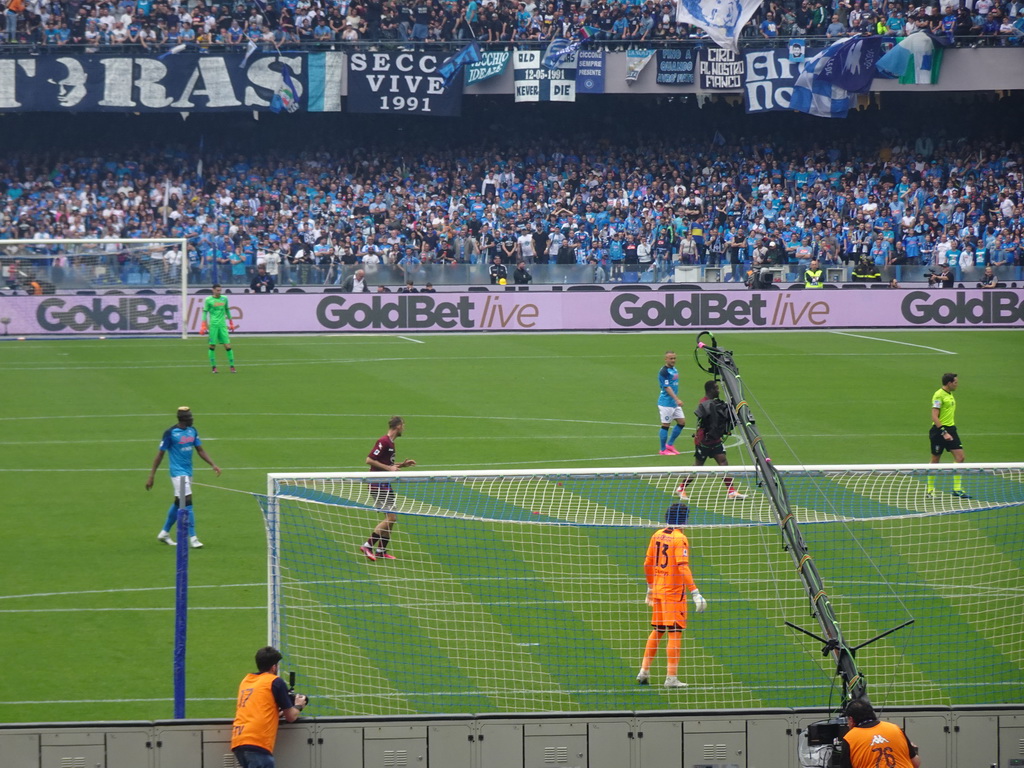 SSC Napoli in the attack at the Stadio Diego Armando Maradona stadium, viewed from the Curva A Inferiore grandstand, during the football match SSC Napoli - Salernitana