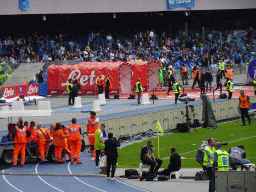 Player tunnels at the Stadio Diego Armando Maradona stadium, viewed from the Curva A Inferiore grandstand, during halftime at the football match SSC Napoli - Salernitana