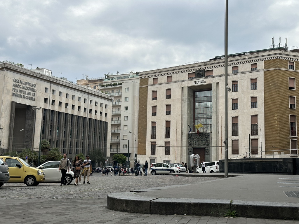 The Piazza Giacomo Matteotti square with the front of the Associazione Nazionale Mutilati E Invalidi Di Guerra E Fondazione building and the Palazzo della Provincia building