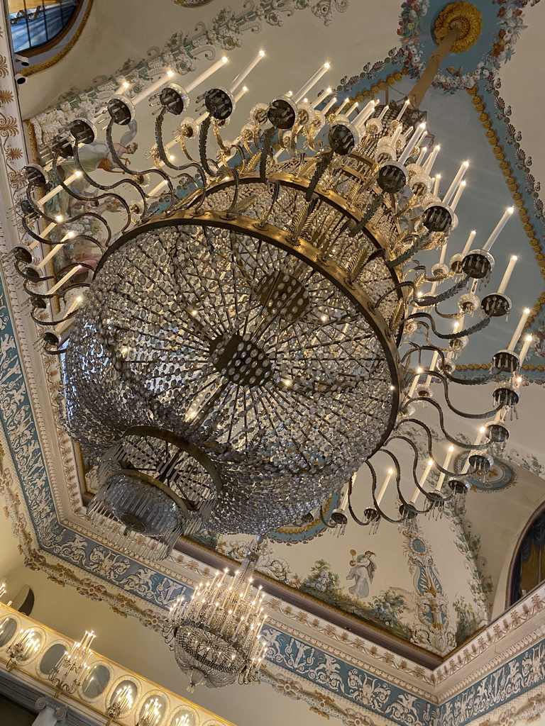 Chandelier on the ceiling of the Salone delle Feste room at the First Floor of the Museo di Capodimonte museum