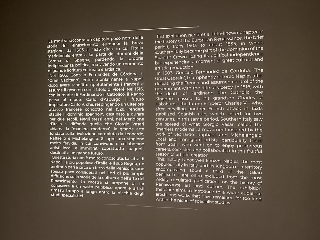 Information on the exhibition `Gli Spagnoli a Napoli` at the Lower Floor of the Museo di Capodimonte museum