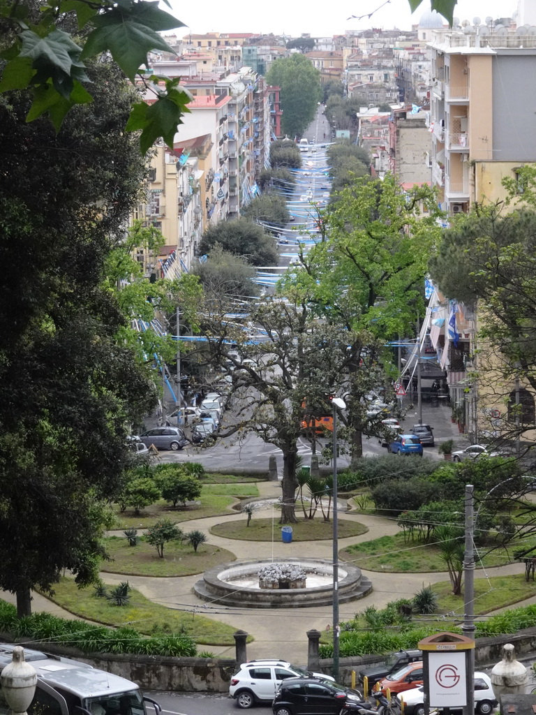 The Via Tondo di Capodimonte roundabout and the Corso Amedeo di Savoia street, viewed from the Gradini Capodimonte staircase