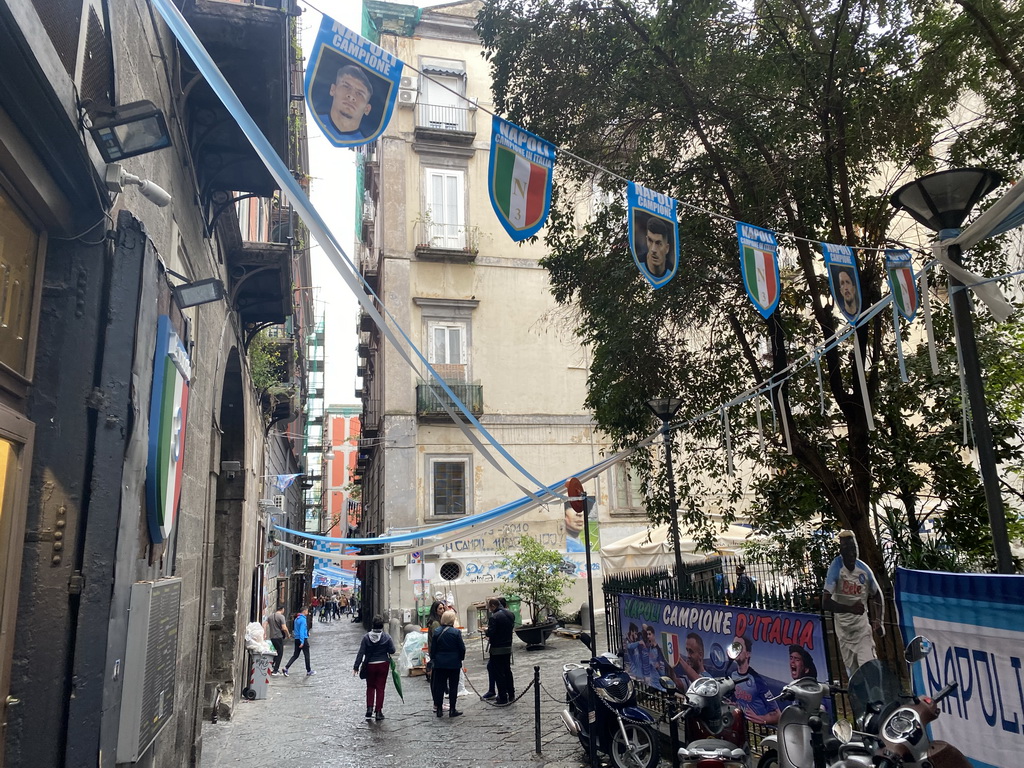 Decorations for SSC Napoli`s third Italian championship at the Via Atri street