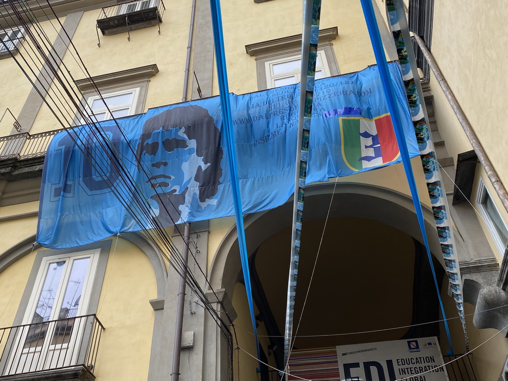 Decorations for SSC Napoli`s third Italian championship at the Strada dell`Anticaglia street