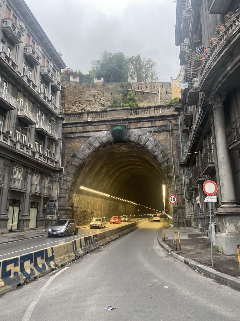 Tunnel at the Galleria Laziale street, viewed from the Piazza Sannazaro square