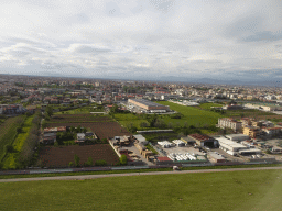 Buildings at the north side of Naples International Airport, viewed from the airplane to Eindhoven