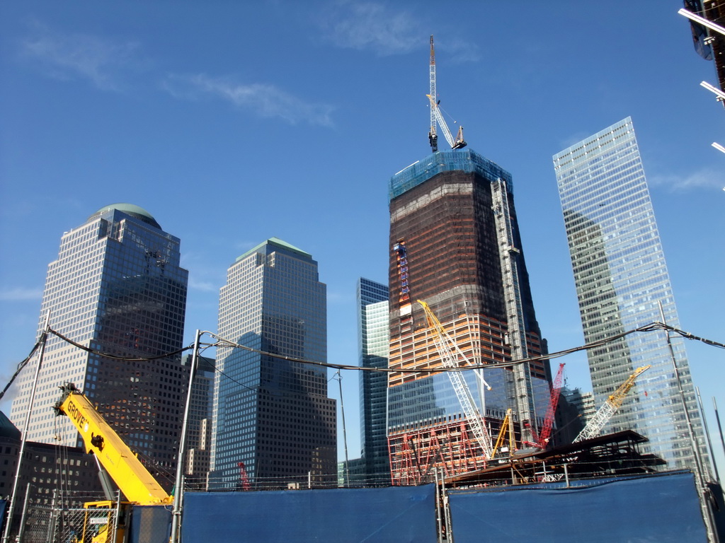 One World Trade Center building and the National September 11 Memorial & Museum, under construction