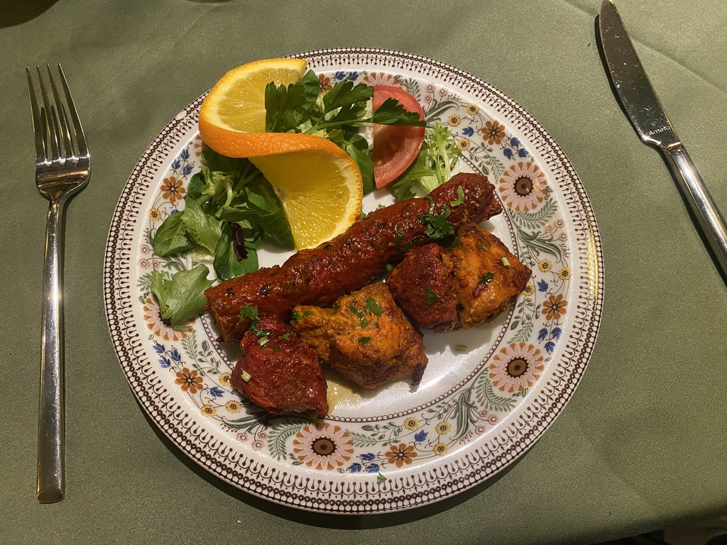 Meat and vegetables at the India Gate restaurant