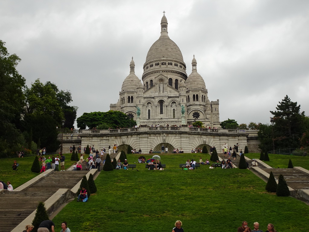 The Square Louise Michel and the front of the Basilique du Sacré-Coeur church