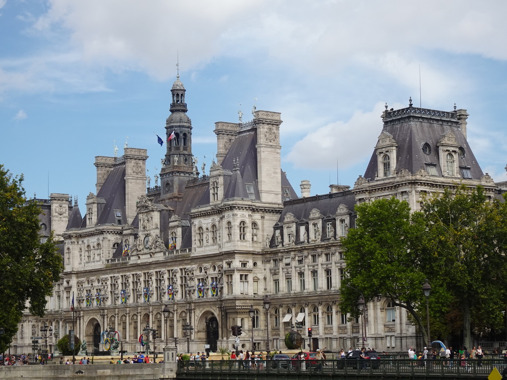 Front of the City Hall at the Place de l`Hôtel de Ville square, viewed from the Quai de la Corse street