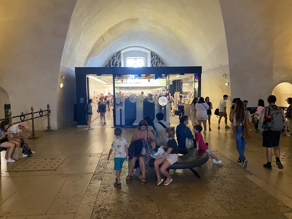 Interior of the museum and front of the souvenir shop inside the Arc de Triomphe