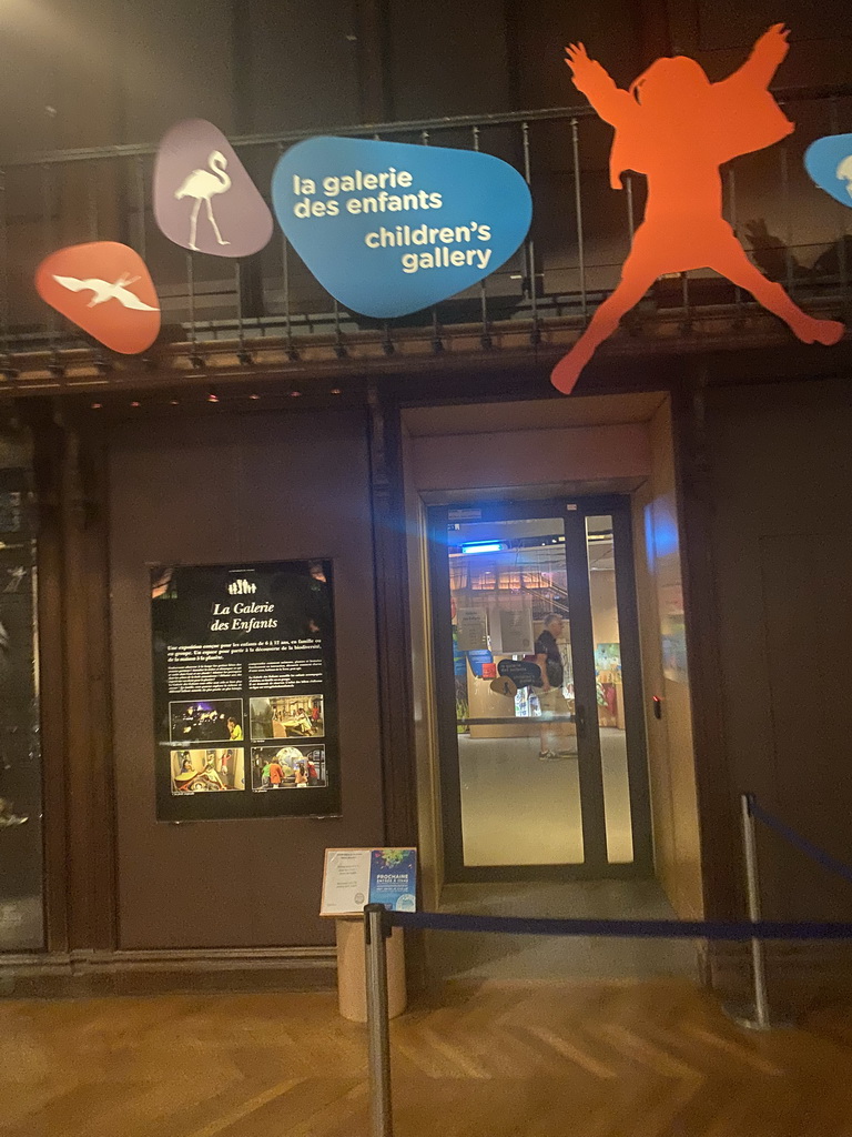 Entrance to the Children`s Gallery at the first floor of the Grande Galerie de l`Évolution museum